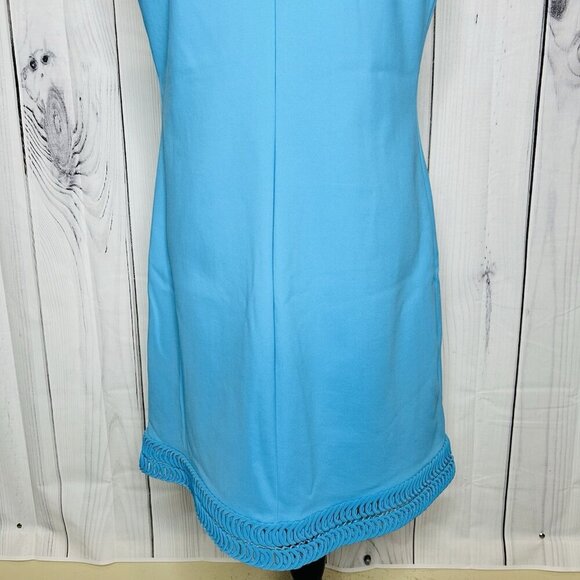 RAOUL Sheath Dress Sleeveless Sz US 10 Aqua Blue Detailed Neck and Hem - Picture 11 of 11